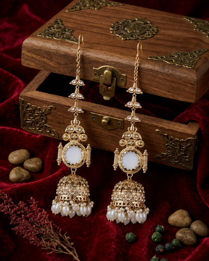 Ivory Mrigakshi Jhumka Earring With Sahara