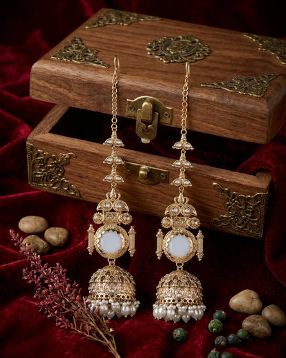 Ivory Mrigakshi Jhumka Earring With Sahara