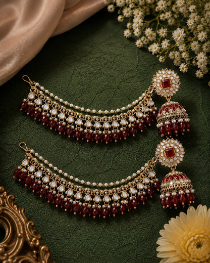 Red Avreet Mirror Bahubali Jhumka