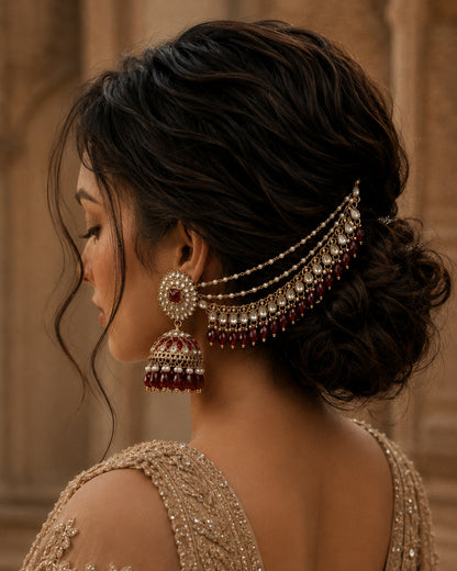 Red Avreet Mirror Bahubali Jhumka