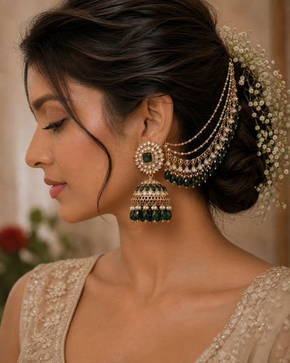 Green Avreet Mirror Bahubali Jhumka