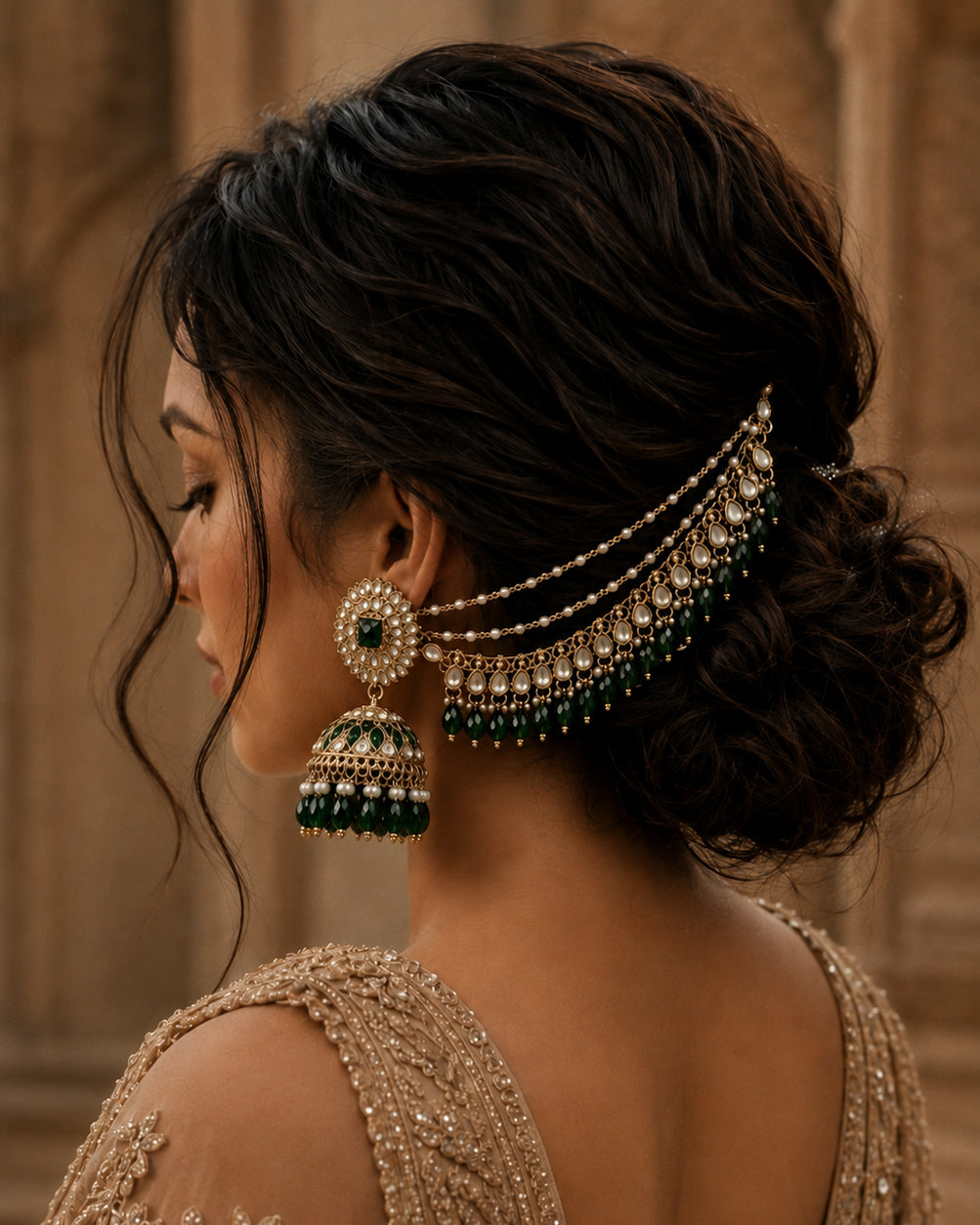 Green Avreet Mirror Bahubali Jhumka