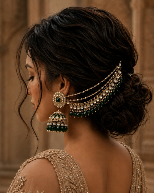 Green Avreet Mirror Bahubali Jhumka