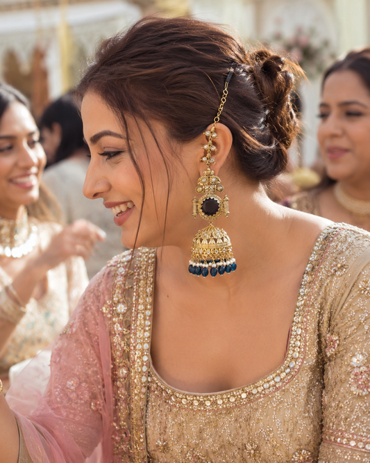 Blue Mrigakshi Jhumka Earring With Sahara