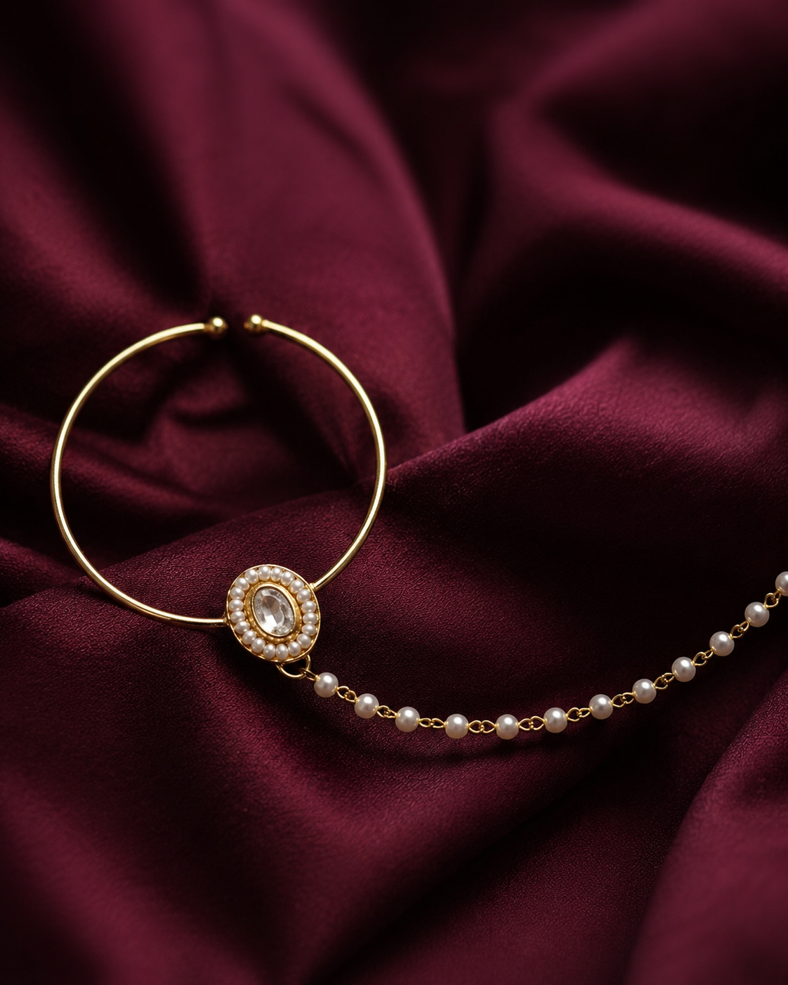 Vayra Bridal Nath with Pearl Chain