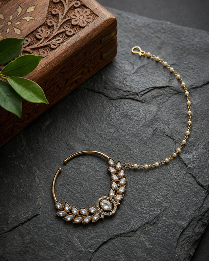 Ishira Bridal Nath with Pearl Chain