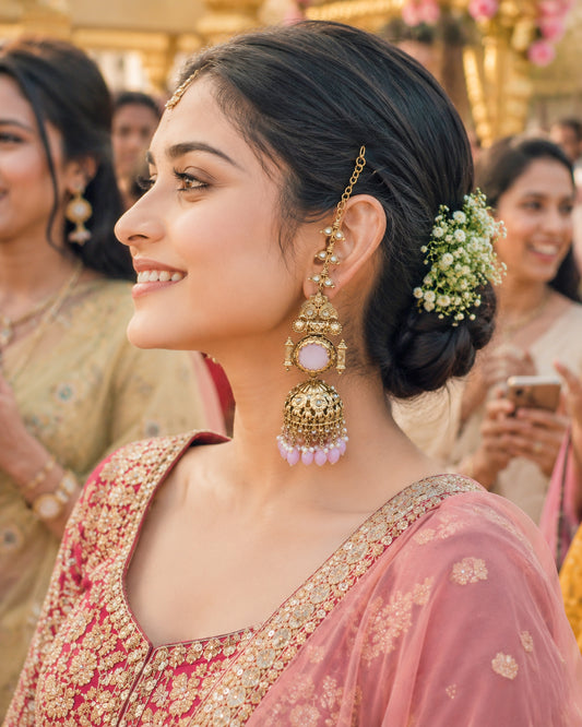 Blush Mrigakshi Jhumka Earring With Sahara