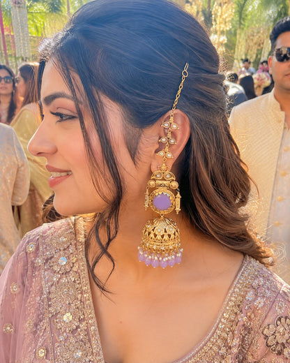 Lilac Mrigakshi Jhumka Earring With Sahara
