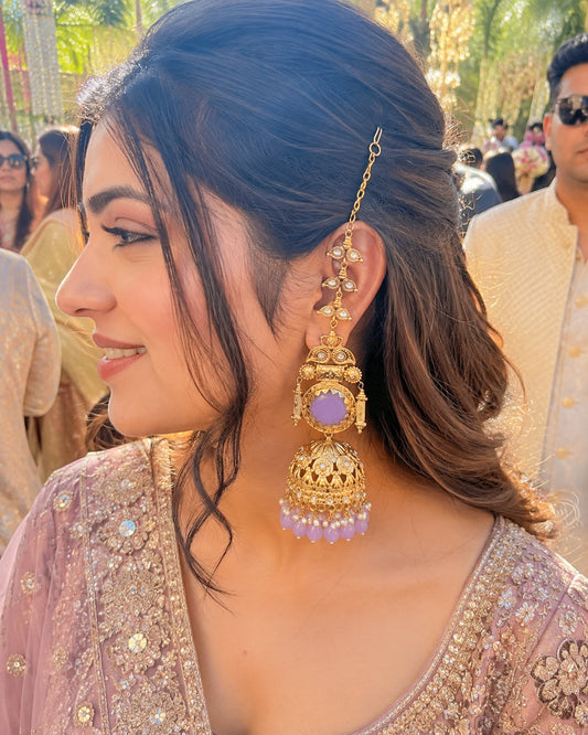 Lilac Mrigakshi Jhumka Earring With Sahara