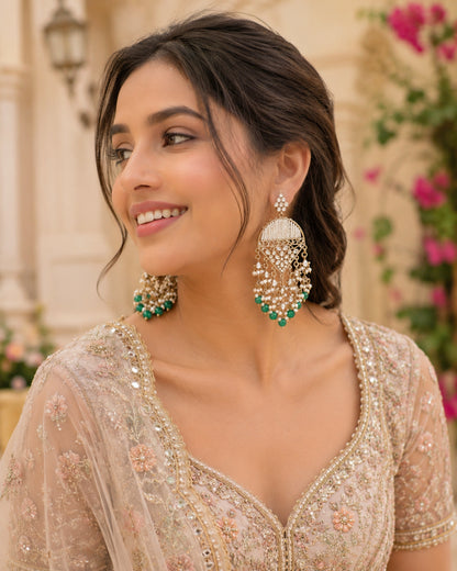 Green Akshita Designer Chandbali Earring