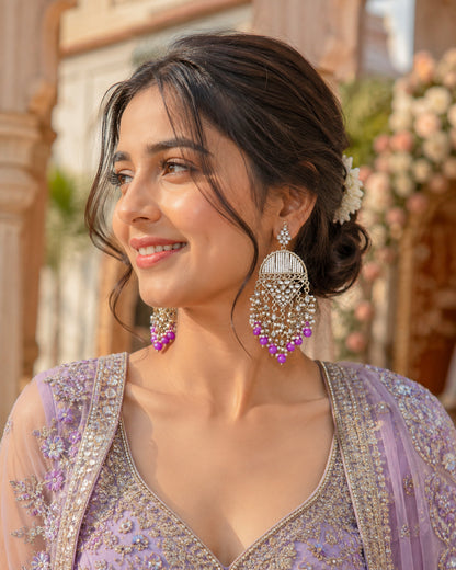 Purple Akshita Designer Chandbali Earring