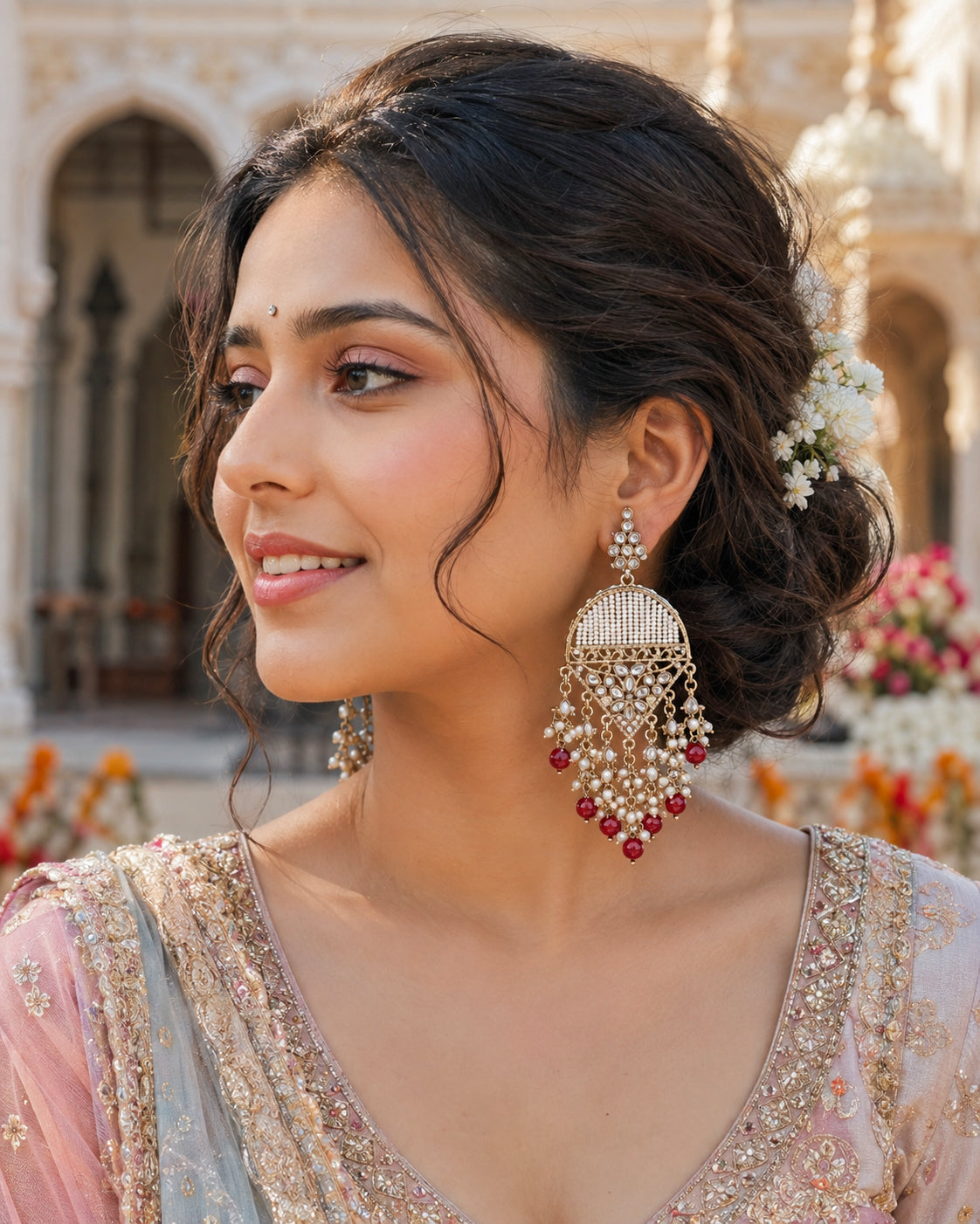 Maroon Akshita Designer Chandbali Earring