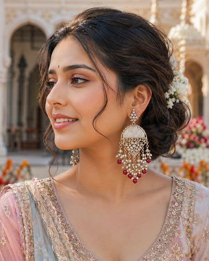 Maroon Akshita Designer Chandbali Earring