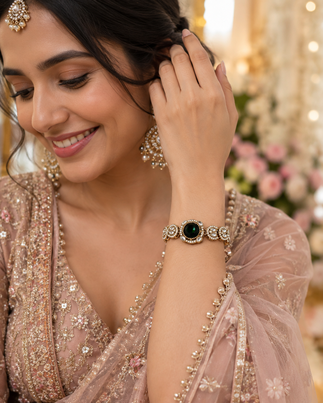 Emerald Kaushiki Indo Western Bracelet