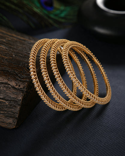 Zohra Premium AD Stoned Bangle In Zircone Look - Set of 4