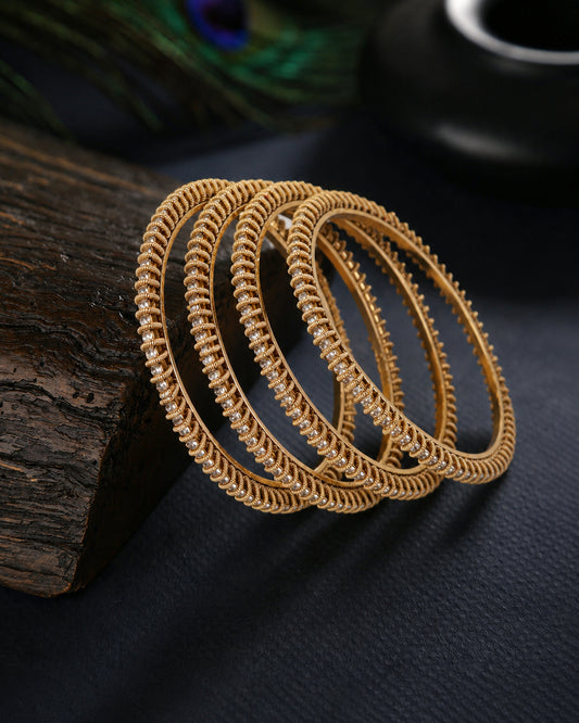 Zohra Premium AD Stoned Bangle In Zircone Look - Set of 4