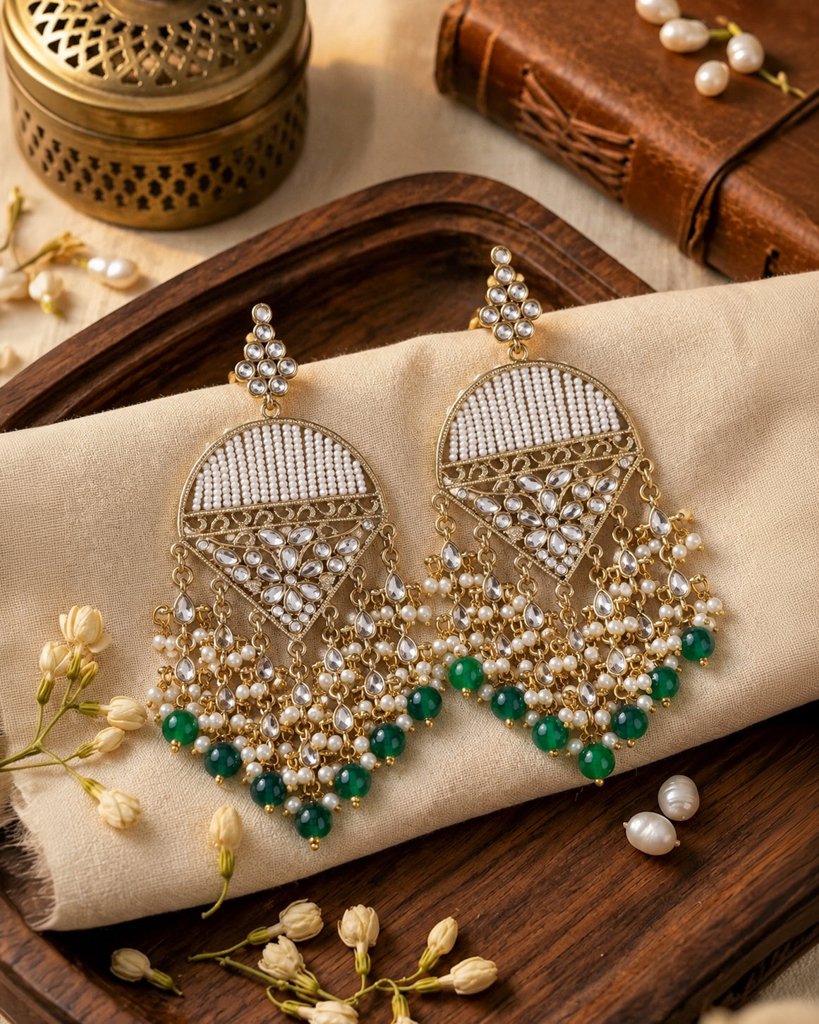 Green Akshita Designer Chandbali Earring