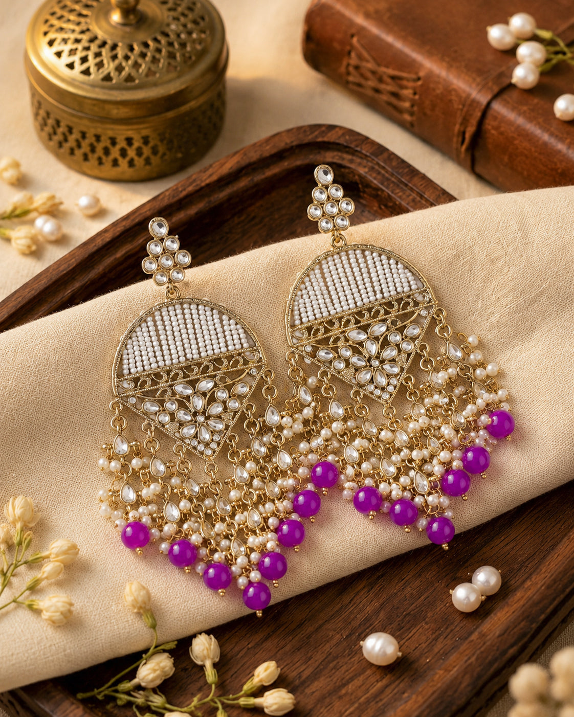 Purple Akshita Designer Chandbali Earring