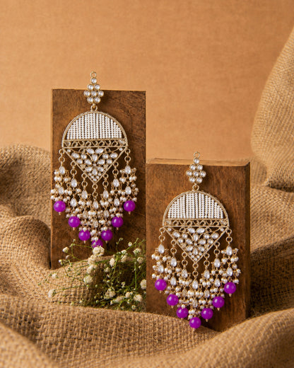 Purple Akshita Designer Chandbali Earring