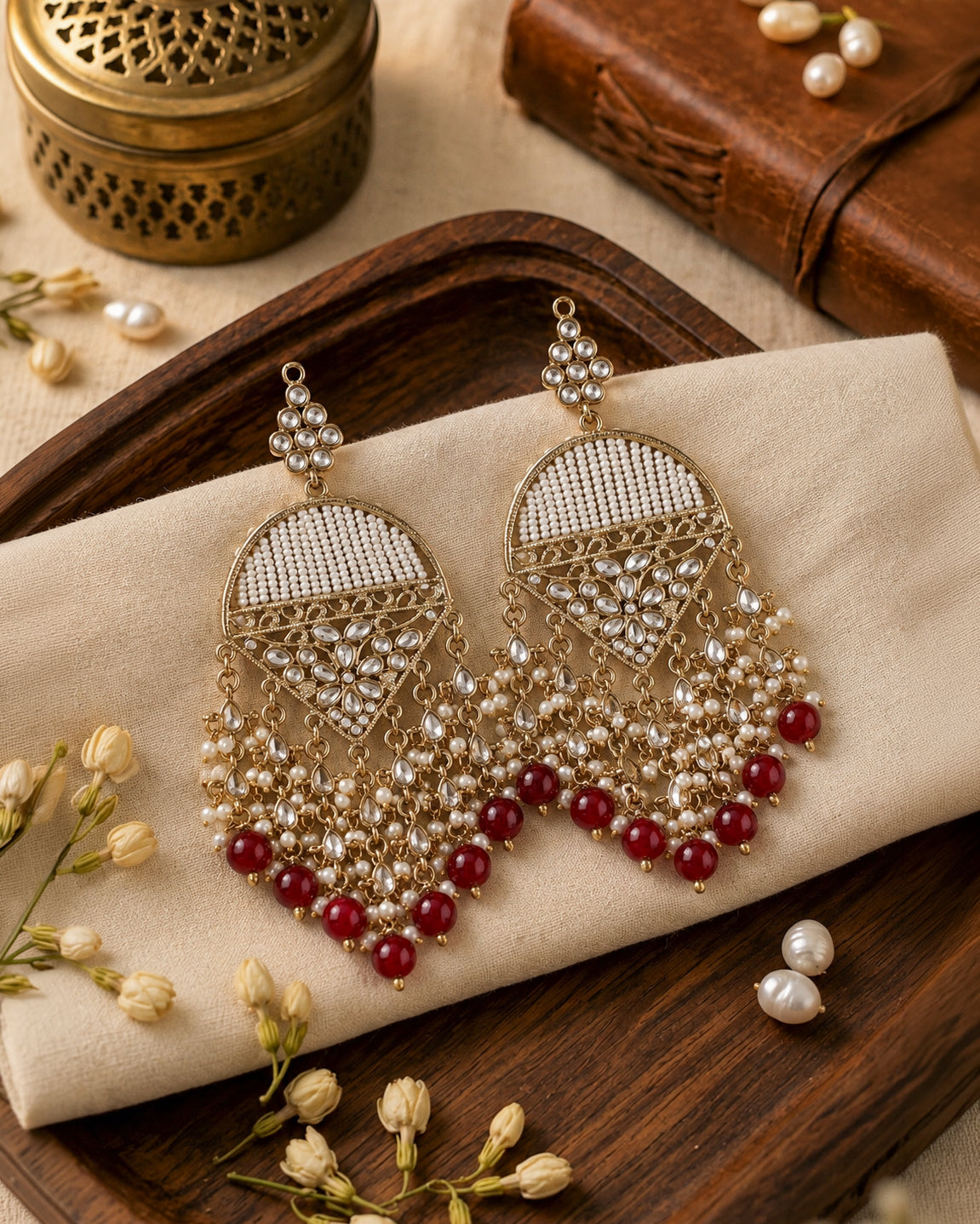 Maroon Akshita Designer Chandbali Earring