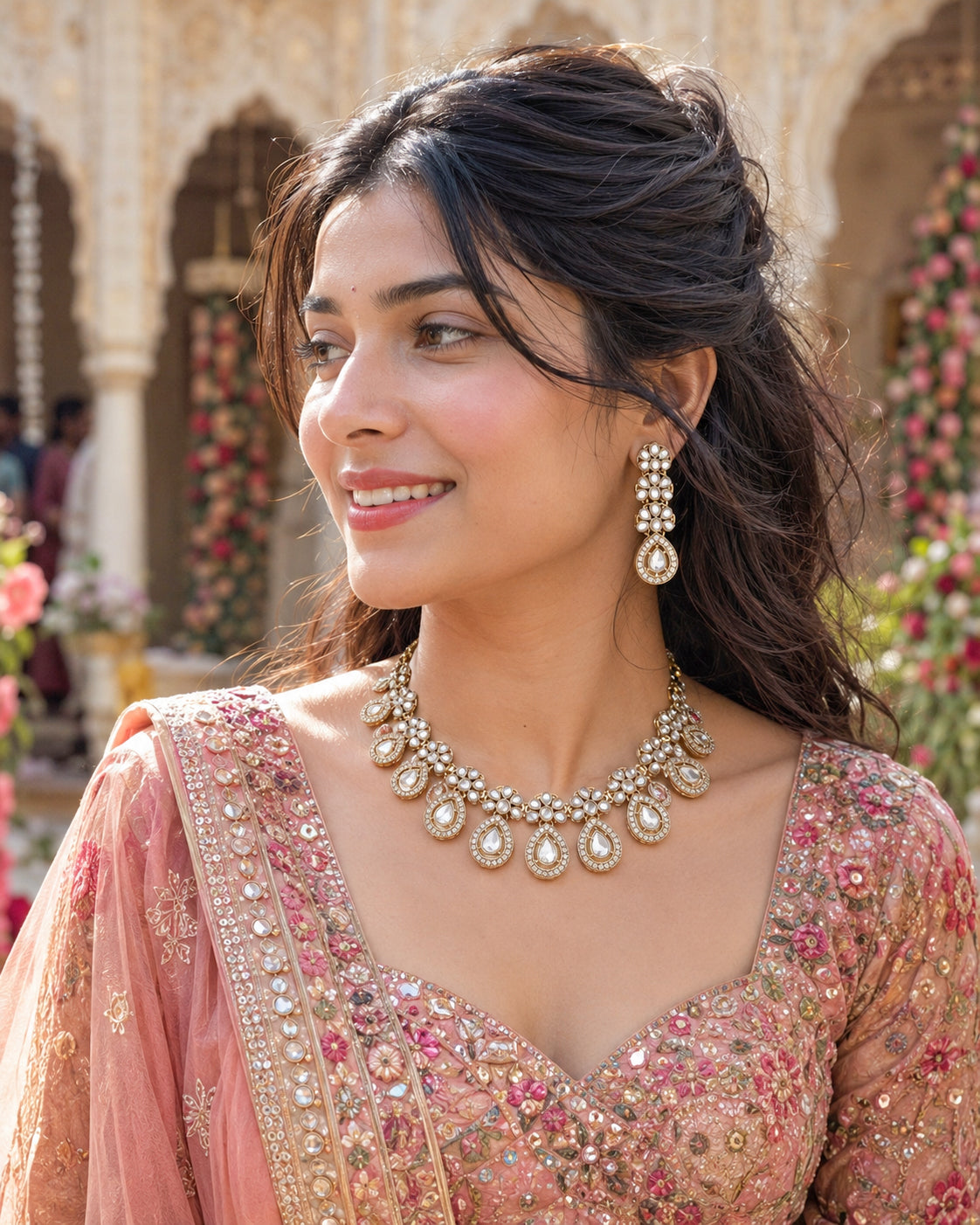 Silver Urmika Premium Necklace with Earring and Teeka