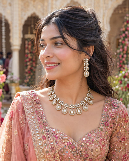 Silver Urmika Premium Necklace with Earring and Teeka