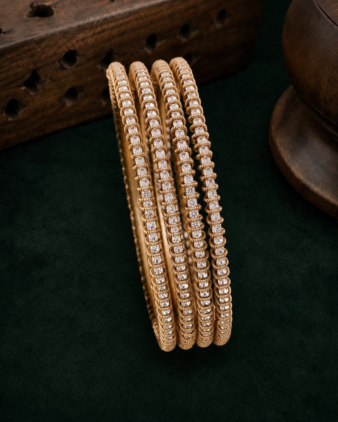 Zohra Premium AD Stoned Bangle In Zircone Look - Set of 4