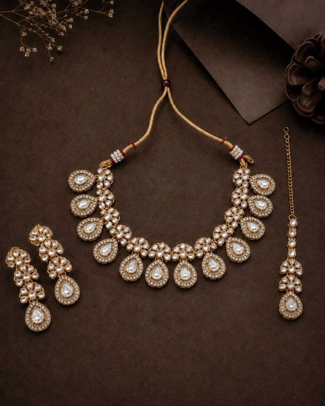 Silver Urmika Premium Necklace with Earring and Teeka