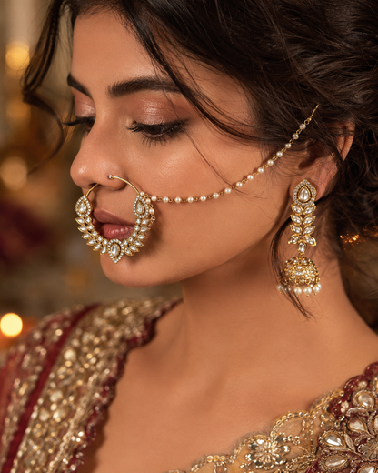 Vikrant Nath Non Pierced Kundan Nose Ring