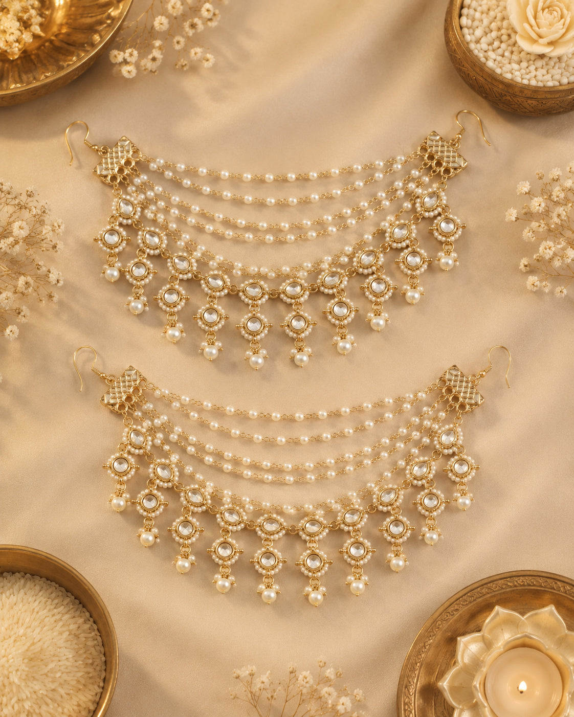 Pearl Sambhavi Bahubali Kaan Chain Pair