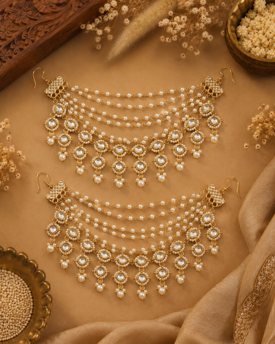 Pearl Sambhavi Bahubali Kaan Chain Pair