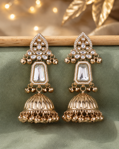 Silver Svarna Kashmiri Look Ghunghru Jhumka Earring