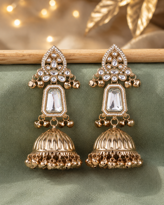 Silver Svarna Kashmiri Look Ghunghru Jhumka Earring