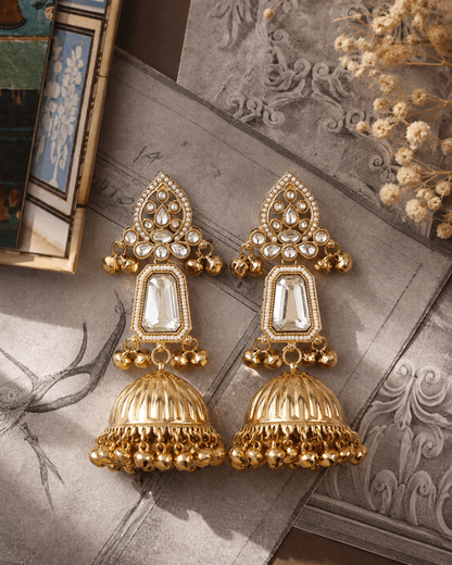 Silver Svarna Kashmiri Look Ghunghru Jhumka Earring