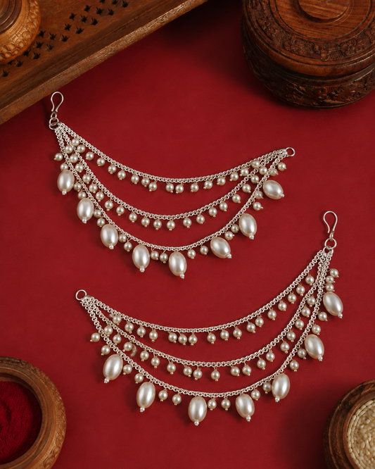 Copper Bahubali Pearl Kaan Chain Pair