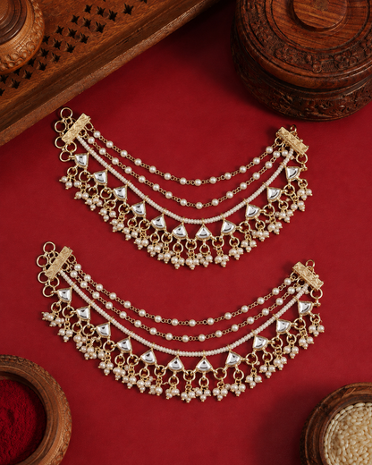 Tarun Bahubali Kundan Kaan Chain Pair