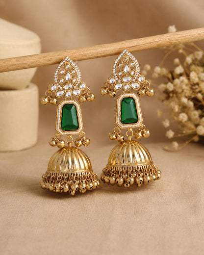Emerald Svarna Kashmiri Look Ghunghru Jhumka Earring