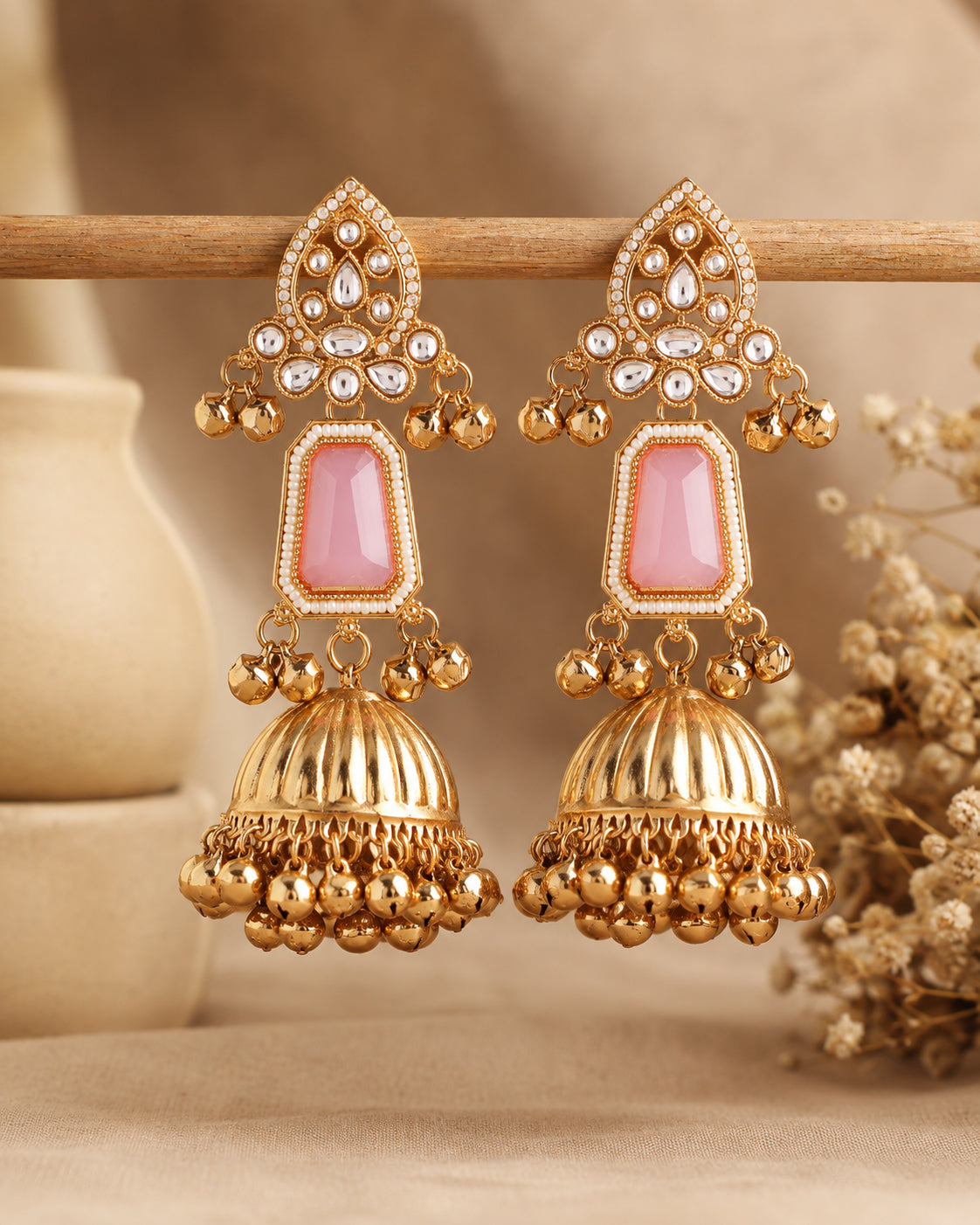 Blush Svarna Kashmiri Look Ghunghru Jhumka Earring