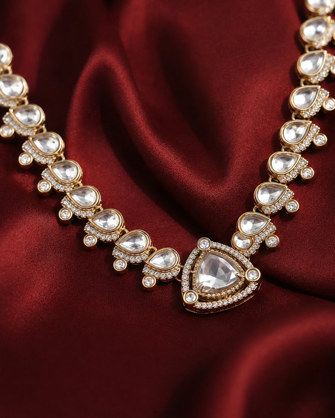 Silver Adhvika Designer Monalisa and Zircone Necklace Set with Earring & Teeka