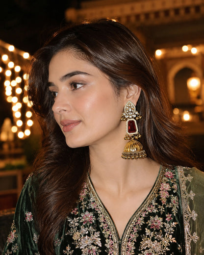 Ruby Svarna Kashmiri Look Ghunghru Jhumka Earring