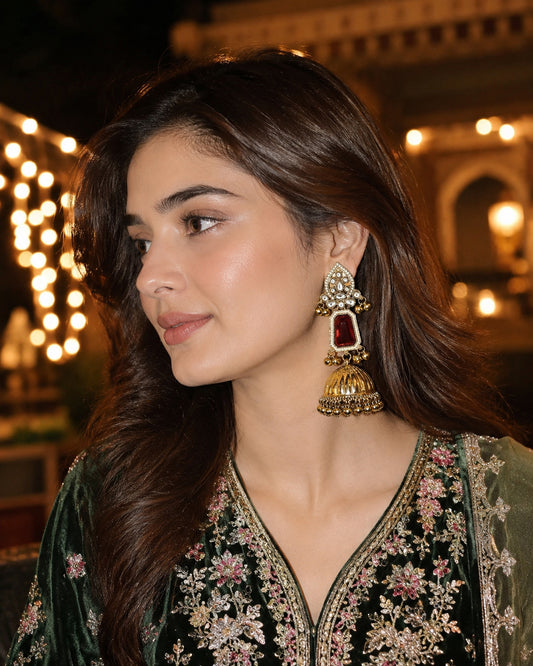 Ruby Svarna Kashmiri Look Ghunghru Jhumka Earring