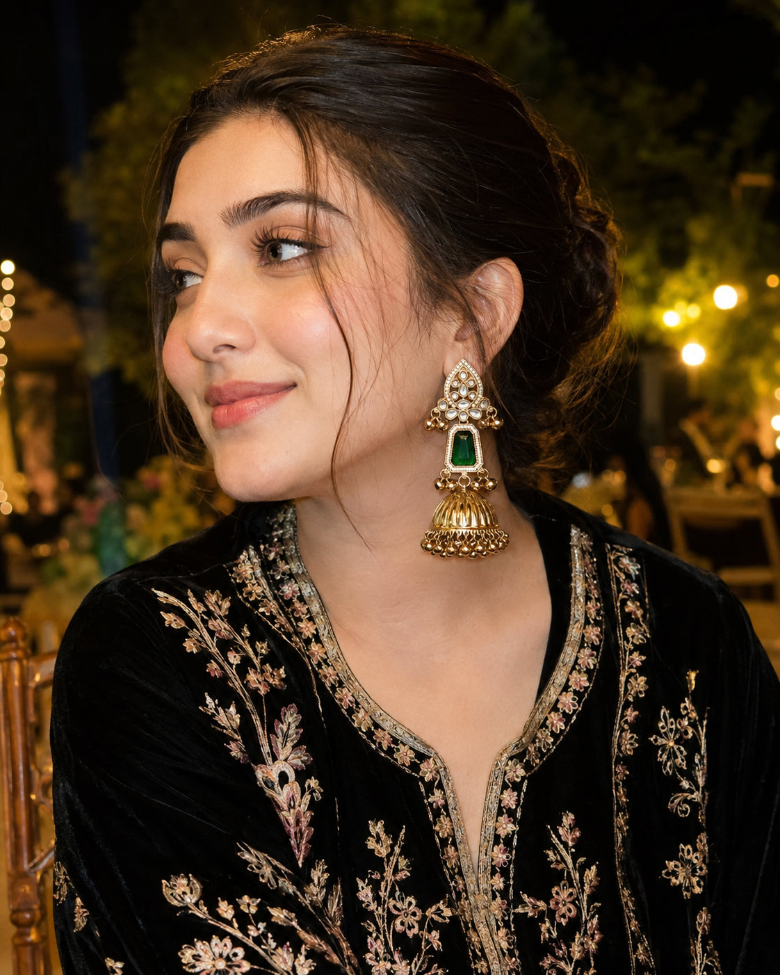 Emerald Svarna Kashmiri Look Ghunghru Jhumka Earring