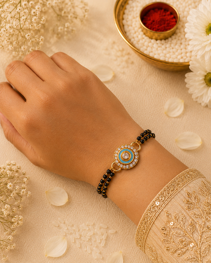 Turquoise Vaibhika Bhabhi Hand Mangalsutra