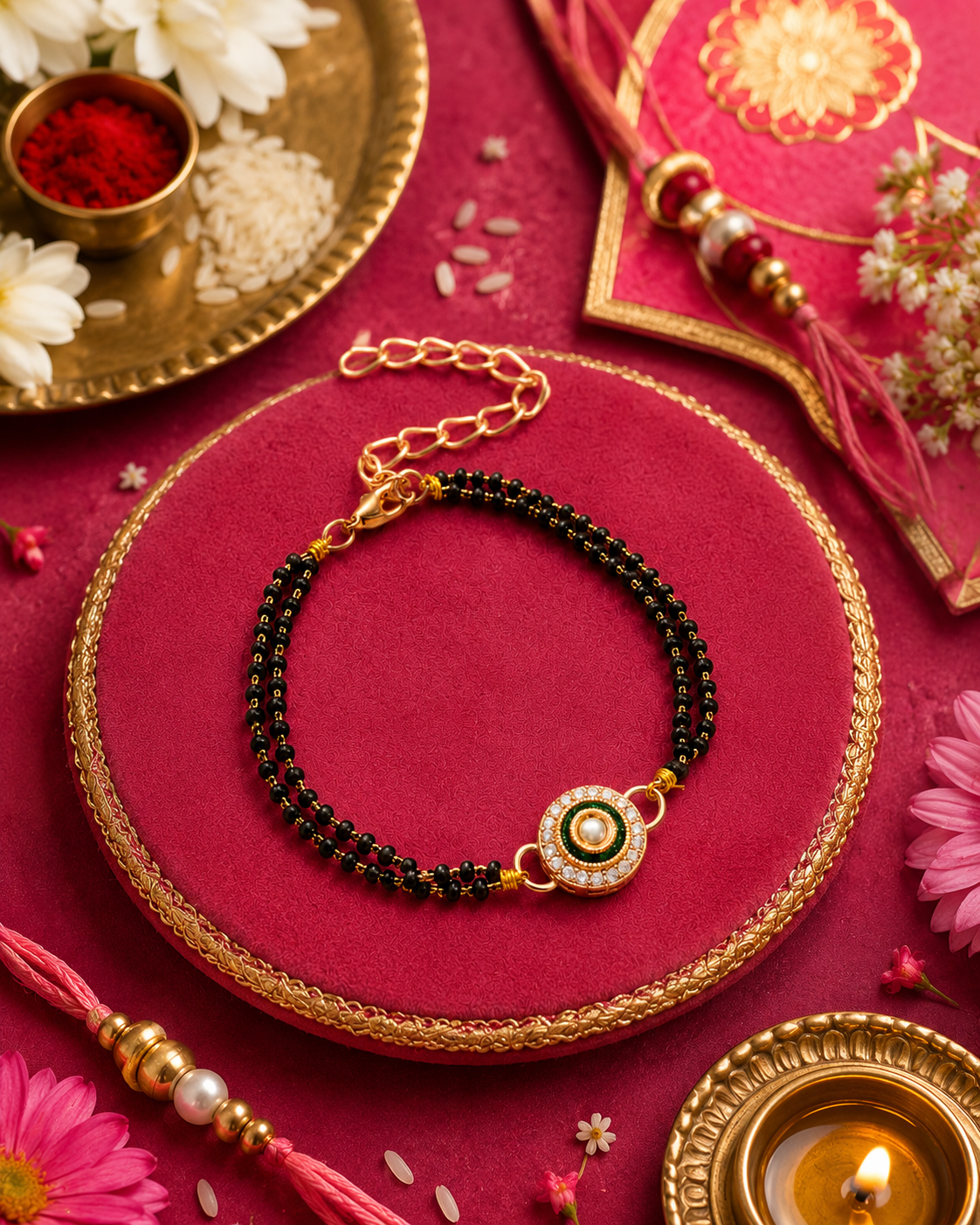 Green Vaibhika Bhabhi Hand Mangalsutra