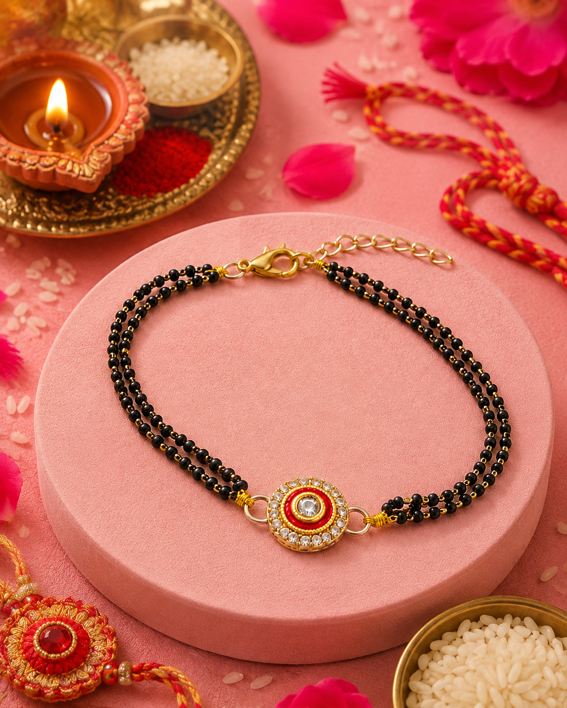 Red Vaibhika Bhabhi Hand Mangalsutra