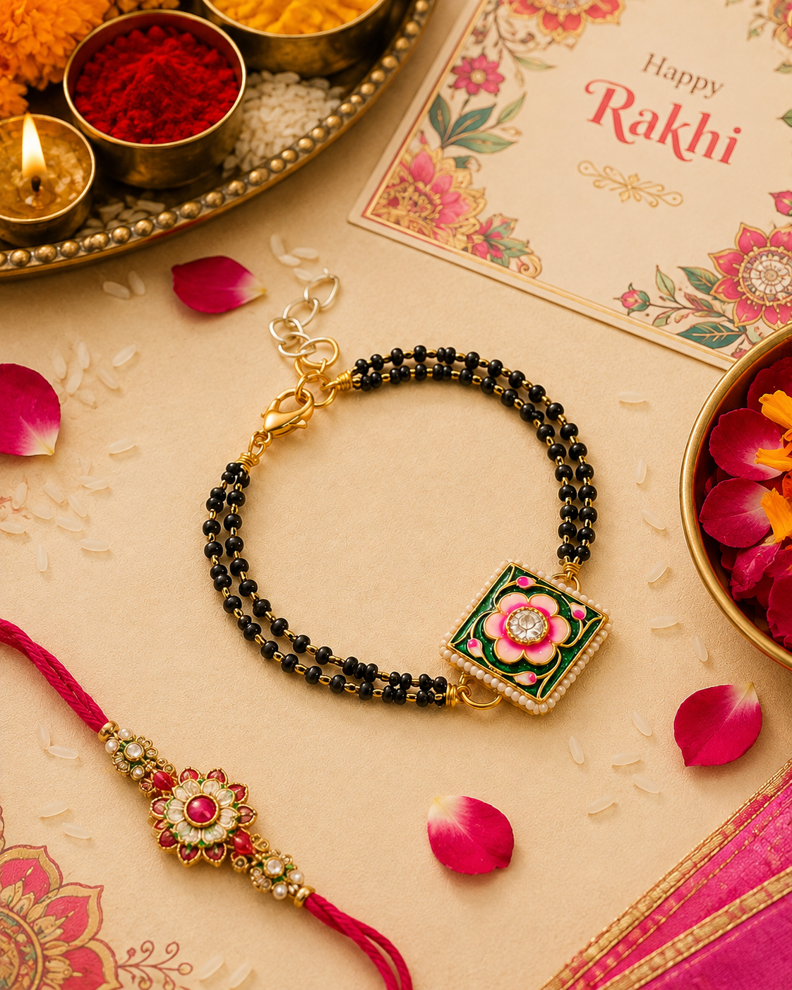 Green Shaivya Meenakari Bhabhi Hand Mangalsutra