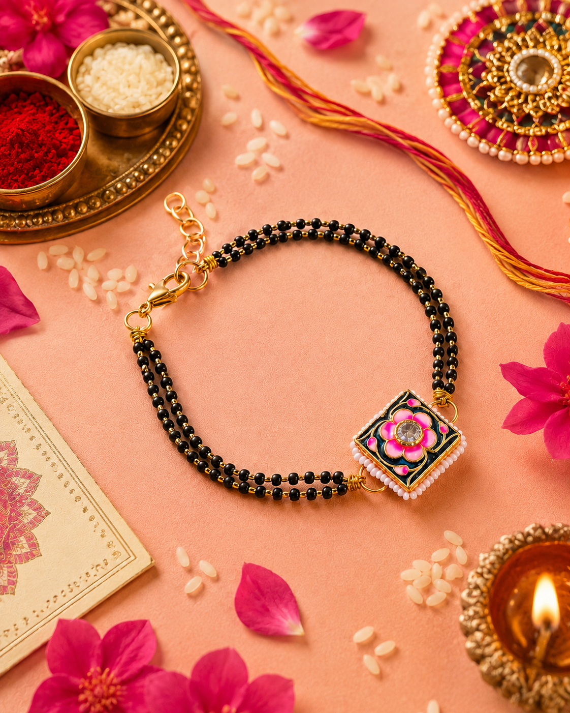 Blue Shaivya Meenakari Bhabhi Hand Mangalsutra