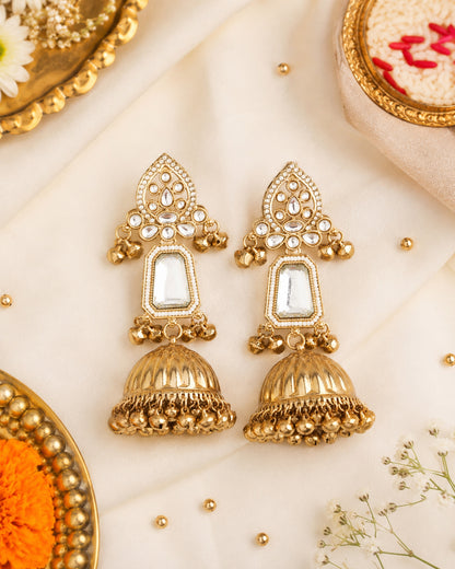 Silver Svarna Kashmiri Look Ghunghru Jhumka Earring