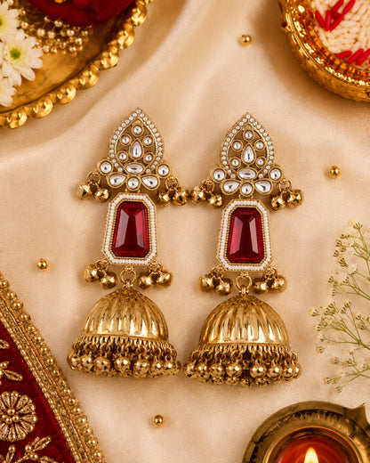 Ruby Svarna Kashmiri Look Ghunghru Jhumka Earring