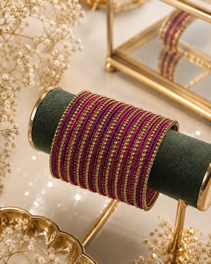 Purple Koshya Glitter Designer Bangle Set